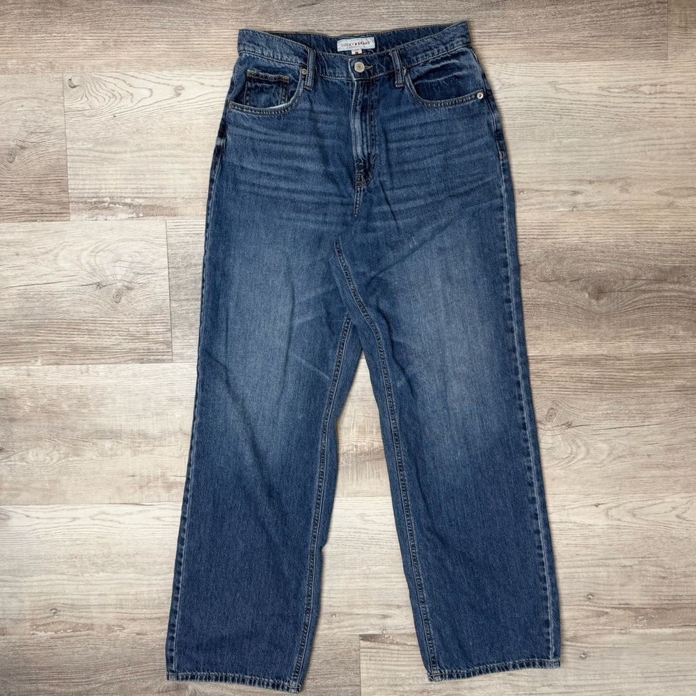 Lucky Brand Wide Leg High Rise Blue Jeans Womens size 6 28 inch Waist Cotton